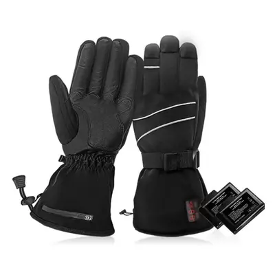 (black, M) Heated Gloves Battery Waterproof Windproof Heated Gloves Winter Precise Temperature C