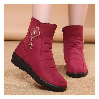 (red, 38) Waterproof Women Boots Winter Snow Boots Female Comfort Lightweight Warm Fur Warm Wint