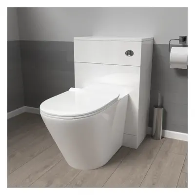 Nes Home Modern 500mm WC Unit & Rimless Round Back To Wall Toilet With Cistern