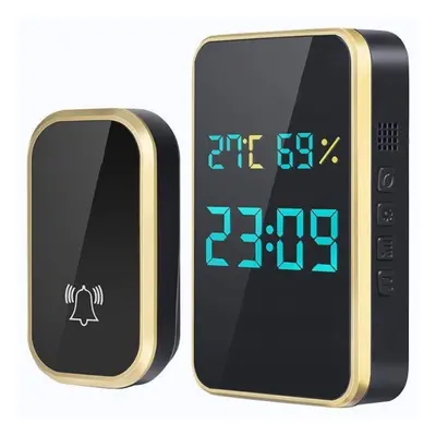 (gold) Self-generating Doorbell Clock Hygrometer Integrated Room Temperature Wireless Doorbell P