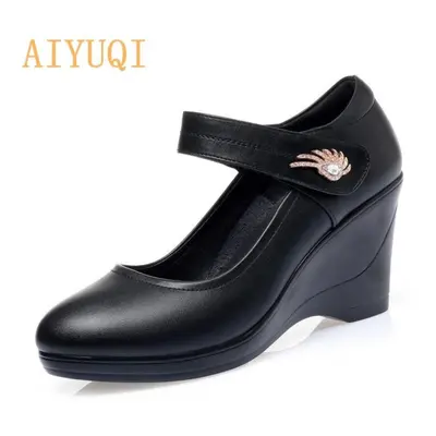 (black, 37) Women&apos;s Shoes Platform Wedge Women&apos;s Autumn Shoes High Heel Fashion Mid-ag