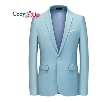 (sky blue, M) Cozy Up Men&apos;s Casual Blazer Jacket Slim Fit Sports Coat Business Suit Jackets