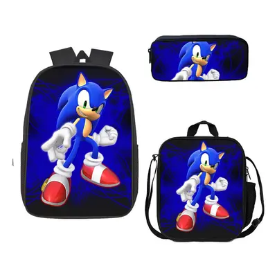 (22) Sonic Piece School Bag Lunch Bag Pencil Case Kids Set