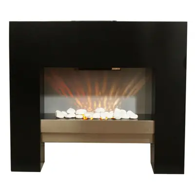 Free Standing Wall Mounted Electric Fire Black Surround Fireplace Flicker Flame