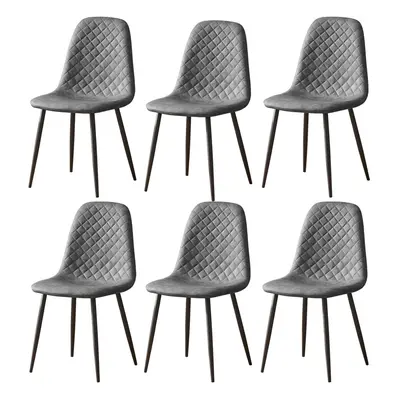 (PU-Grey, 6) 2/4 x Dining Chairs Velvet Chair metal Legs office