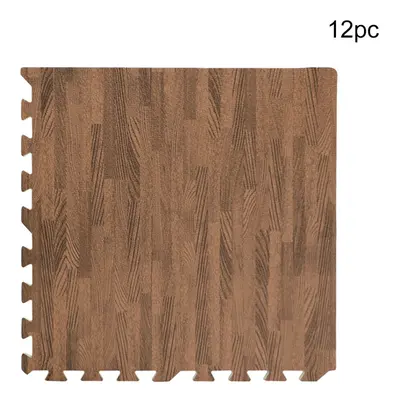 (Brown) pcs 24x24" Interlocking Floor Mats 48sq.ft Waterproof Gym Flooring Wood Grain Puzzle Mat