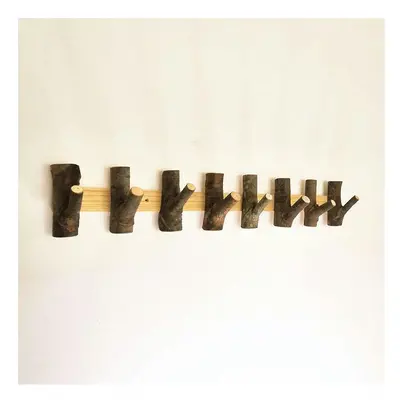 (8 hooks with a length of cm and a height of 13cm in leather wood color) Creative Solid Wood Hoo