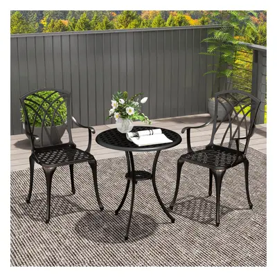 Outsunny PCs Garden Bistro Set Outdoor Garden Furniture Set w/ Umbrella Hole