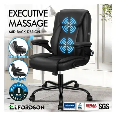 ELFORDSON Massage Office Chair Executive Computer PU Leather Black