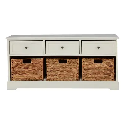 Premier Housewares Vermont Ivory Drawer Baskets Bench