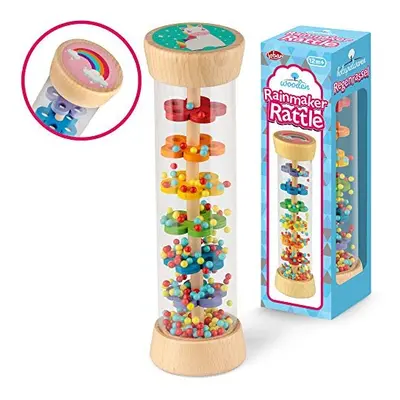 Painted Wooden Rainmaker Rattle Toy,Assorted Designs and Colours,38200