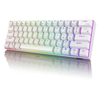 (White, Blue Switch) Mechanical Keyboard Triple Mode Hot Swappable Wired 2.4GHz Bluetooth 5.1 RG