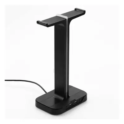 Headset Stand Dual USB Ports Colorful Light Base Headphone Hanger Headset Mount Holder Office Ho