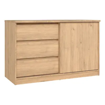 Naia Storage Unit with Sliding Door and Drawers in Jackson Hickory Oak