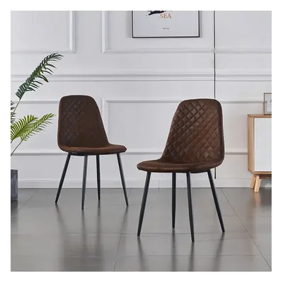 (Brown, 2PCS Dining Chair) 2/4PCS Velvet Dining Chairs Breakfast Metal Legs