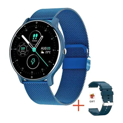 (mesh belt blue) New Smart Watch Adult Lady Sport Fitness Smartwatch Sleep Heart Rate Monitor Wa