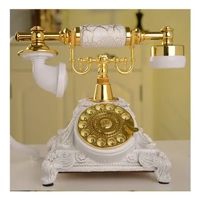 (White) Vintage Antique Retro Rotary Handset Telephone