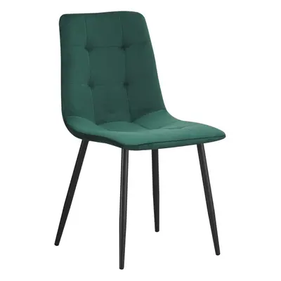 (Green-check) Classic Design Velvet Fabric Dining Chairs Metal Legs Padded Seat Chairs