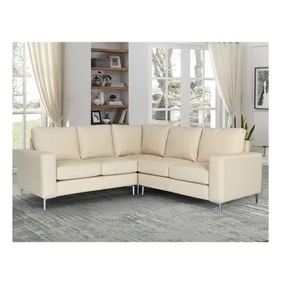 Baltic Faux Leather Corner Sofa In Ivory