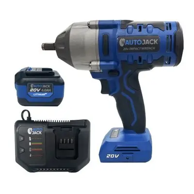 Autojack Cordless Impact Wrench 1000Nm High Torque 1/2" Heavy Duty 20V Brushless Motor 6Ah Lithi