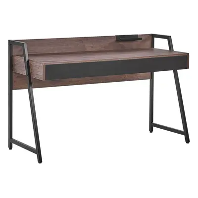 Home Office Desk with Storage Dark Brown HARWICH