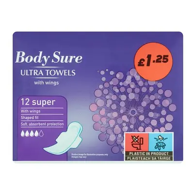 Body Sure Super Ultra Towels with Wings (Case of x 12pk)