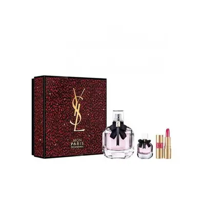 Ysl Mon Paris Pcs Set: Oz Eau De Parfum Spray + 0.25 Eau De Parfum + 0.04 Lipstick (Hard Box)