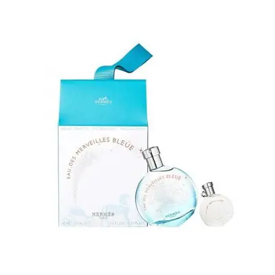 Hermes Eau Des Merveilles Bleue Pcs Set: 1.7 Eau De Toilette Spray + 0.25 Eau De Toilette Mini