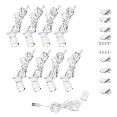 (Cold White 6000k) Spotlights 8x1w White LED Mini Spot Lights for Display Case, USB Power Dimmab