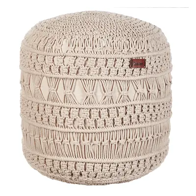 Cotton Macrame Pouffe Beige THAKOT