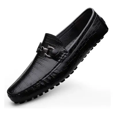 (black, 43) Plus Size Genuine Leather Shoes Men Loafers Comfortable Casual Shoes Men Flats Mocca