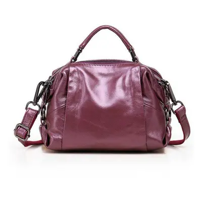 (purple) Fashion Boston Women Shoulder Bags Messenger Bag Ladies Small Genuine Leather Handbag W