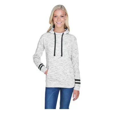 Ladies Melange Scuba Neck Sweatshirt - WHITE BLAcK - S(D0102H76QJX)