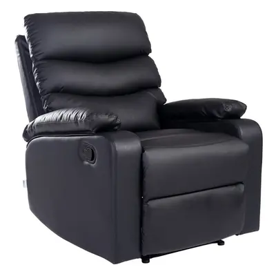 (Black) Ashby Bonded Leather Recliner Armchair Sofa Chair Reclining Home Lounge