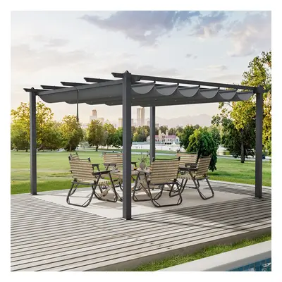 4x4M Black Outdoor Aluminum Patio Pergola with Charcoal Grey Canopy