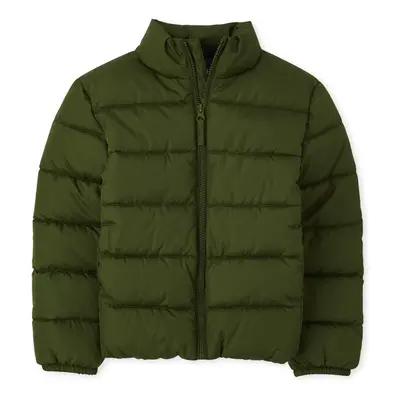 The Children's Place Boys' Medium Weight Puffer Jacket Wind Water-Resistant Dark Ivy Small 5/6