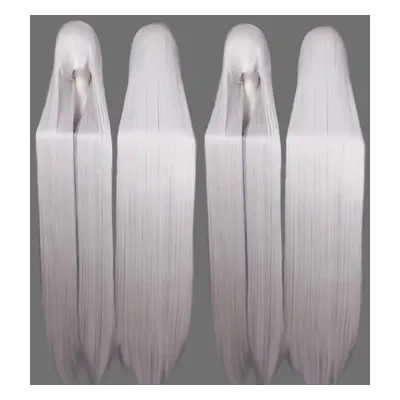 (silver) 150cm Women Black Lady Long Straight Hair Full Wigs Cosplay Party Anime Wig Hair Extens