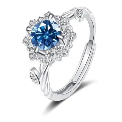 (royal blue, 1ct adjustable) Bague Ringen Round 8h8a Vvs D Color 1ct Moissanite Ring S925 Sterli