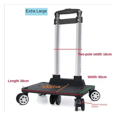 (as the picture) Wheel Trolley Rack Aluminum Alloy Foldable Pullling Rod Carrier For Student Bac