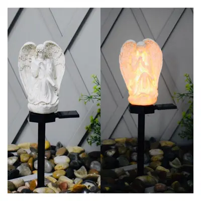 (white angel) Solar Garden Lamp Resin Angel Statue Outdoor Garden European Landscape Decorative 