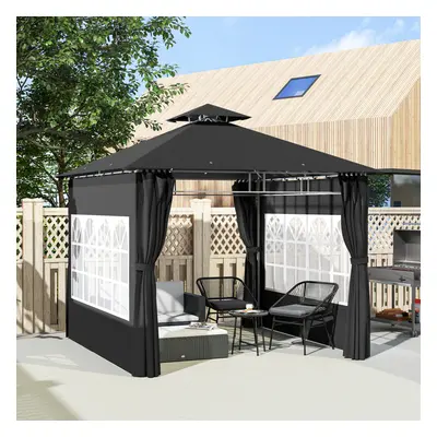 Outsunny x m Garden Gazebo, Outdoor Gazebo Canopy Shelter, Black