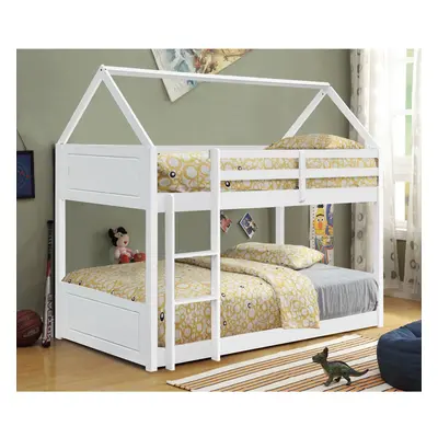 (White, With Lucy Mattress) 3ft House Style Bunkbed in Natural Grey or White