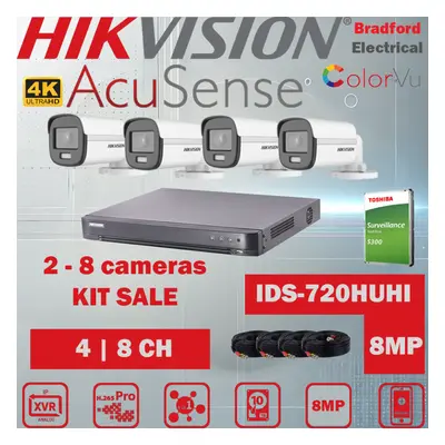 (6TB) Hikvision 8MP 4K CCTV System Kit Colorvu Bullet