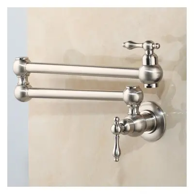 (Nickel Brushed) Nickel Brushed Rotated Kitchen Sink Single Cold Tap Faucet, Solid Brass Basin, 