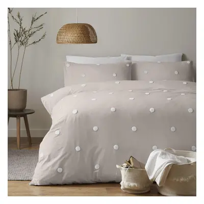 Dot Garden Duvet Cover Linen/White Double