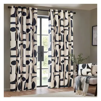 (72in x 90in, Dusk) Hoem Carro Abstract Eyelet Curtains