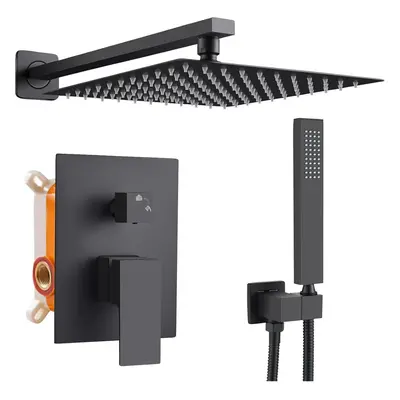 (Black) Black Shower Set Concealed Shower System, Bathroom Luxury Rain Shower Mixer Combo Set wi