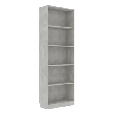 vidaXL 5-Tier Book Cabinet Concrete Grey Engineered Wood Home Bookcase Rack