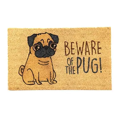 Puckator Beware of The Pug Doormat, Coir, Mixed, Width 75cm Depth 46cm Height 2cm