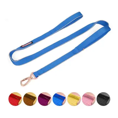 () Double Handle Dog Leash Dual Handle Heavy Duty Soft Padded Reflective Nylon Dog Traction Rope